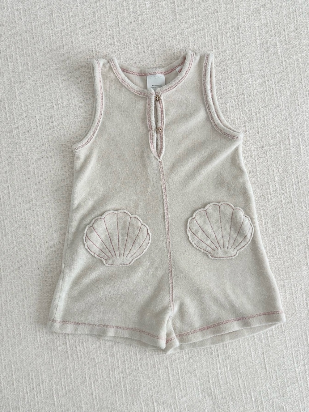 Zara Cream Sleeveless Shell Appliqué Romper Pajama